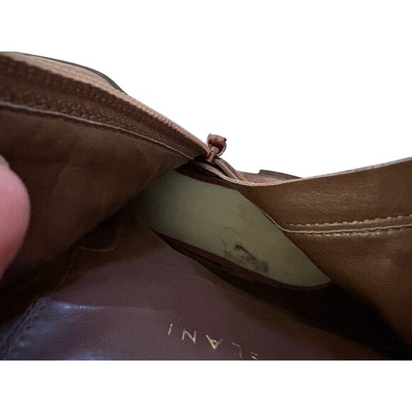 Antonio Melani Brown Leather Ankle Boots Heel Side Zip 8.5M DarkAcademia FLAW - Picture 7 of 11